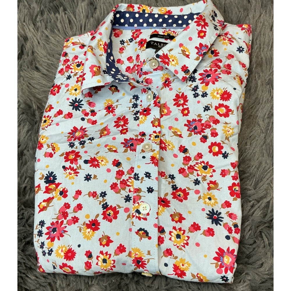 Talbots Women's 6 Petite‎ Floral Long Sleeve Button Down Blouse